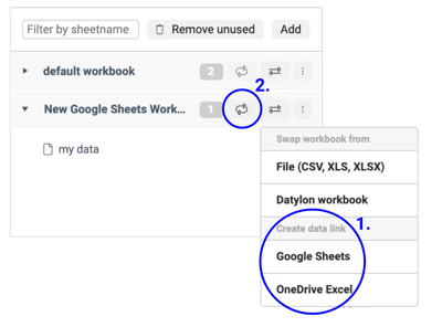 additional data management options: google sheets and onedrive excel link