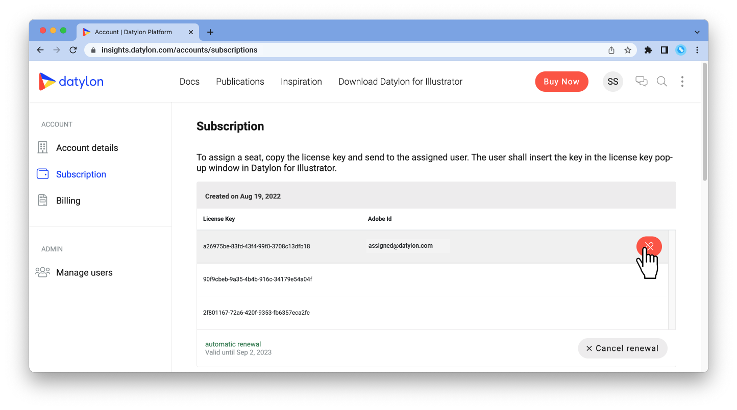 un-assigning adobe id from the licence key