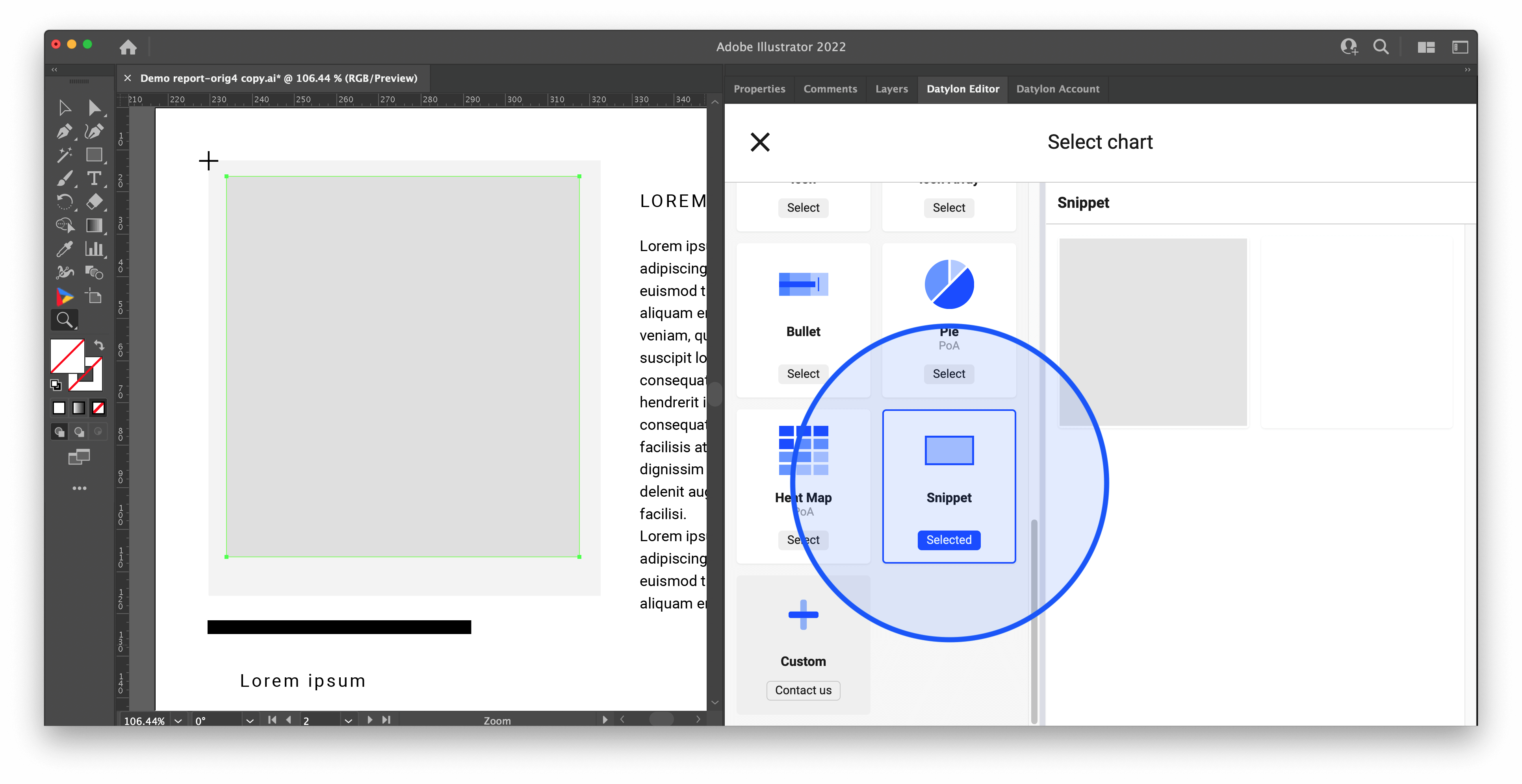 image of a snippet type in chart library
